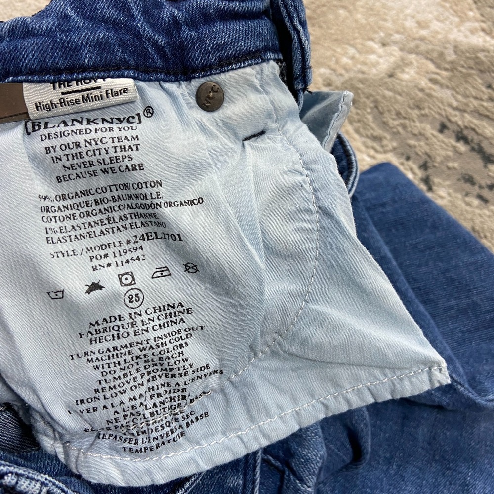 Blank Nyc X Free People Jeans Womens 25 Blue Denim Stretch High Rise Mini Flare - Picture 8 of 10